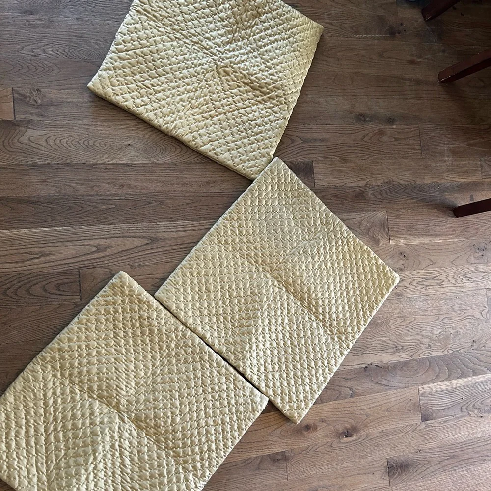 Set of 3 Pottery Barn Gold 100% Silk Throw Pillow Covers like new